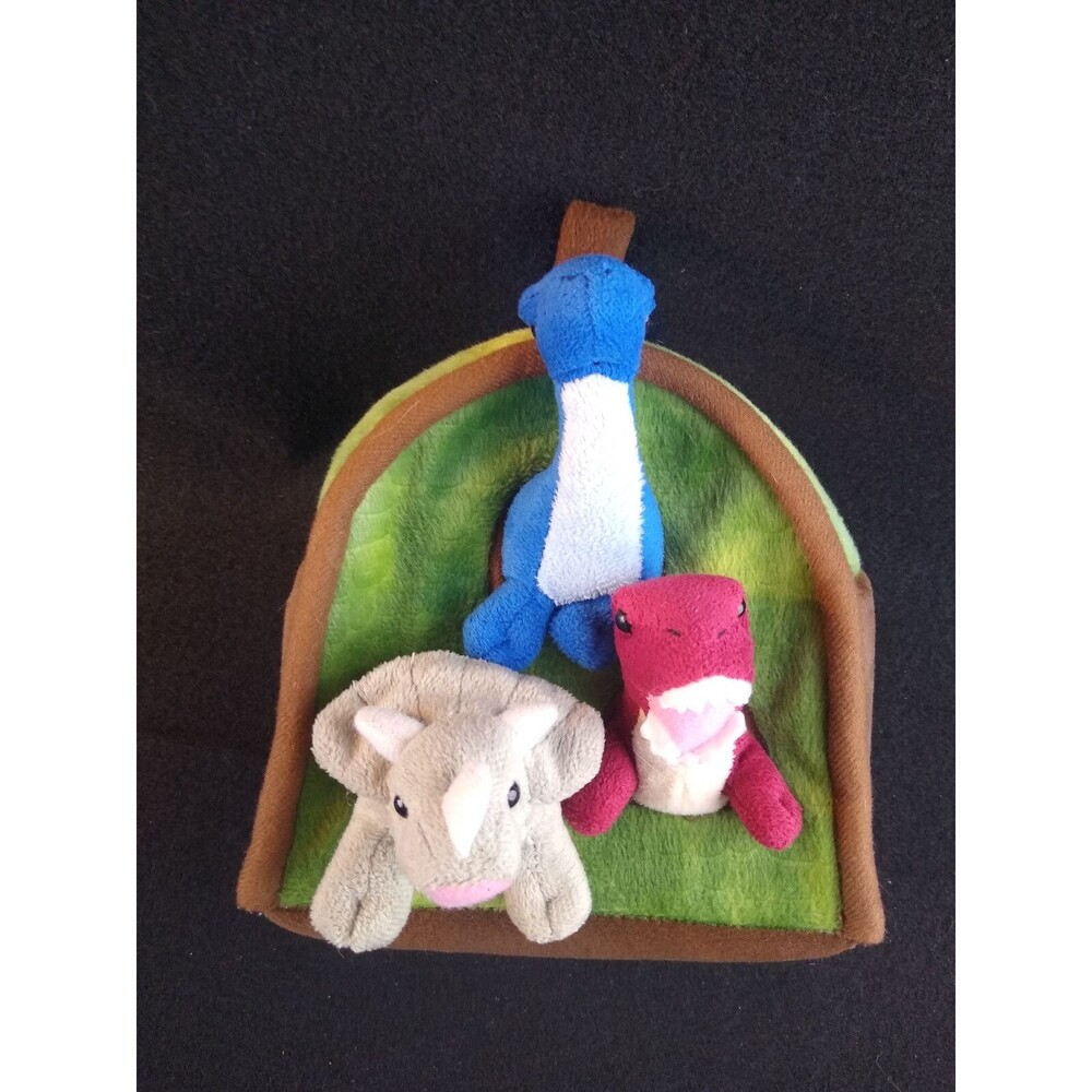 Dinosaur Finger Puppets Plush Set Toy Hide Take Along Dino House Unipak